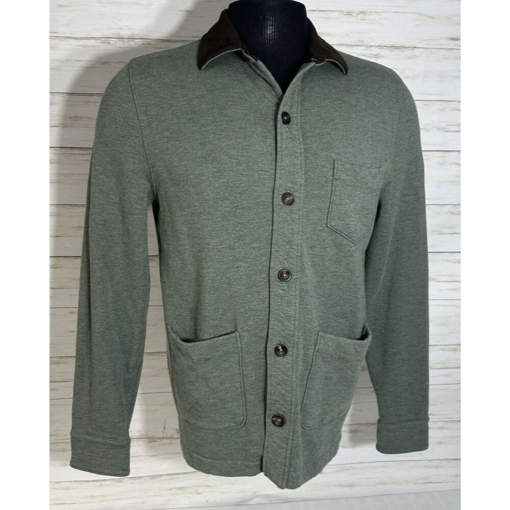 B DRADDY The Chunk Shirt Jacket Mens SMALL Green Button Fleece Shacket Modal EUC